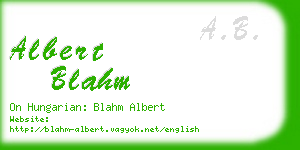 albert blahm business card